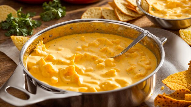 Delicious cheese sauce nacho chips