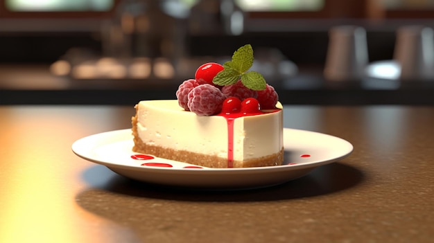 Delicious Cheesecake in a Cafe Generated AI