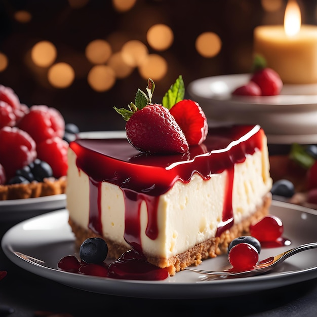 Delicious cheesecake with strawberry Dessert