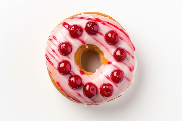 Delicious Cherry Cheesecake Donut geïsoleerd op witte achtergrond