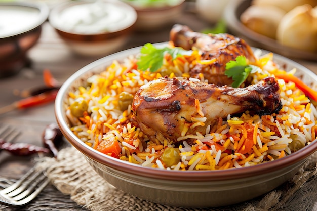 Delicious Chicken Biryani with Spicy Marinated Chicken and Basmati Rice