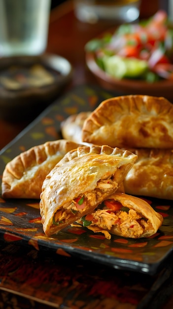 Photo delicious chicken empanadas served on a vibrant plate