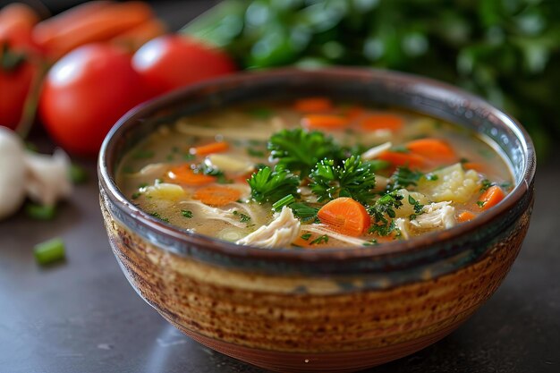 Delicious Chicken Soup with Fresh Vegetables and Parsley