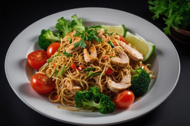 Photo delicious chicken stirfry noodles
