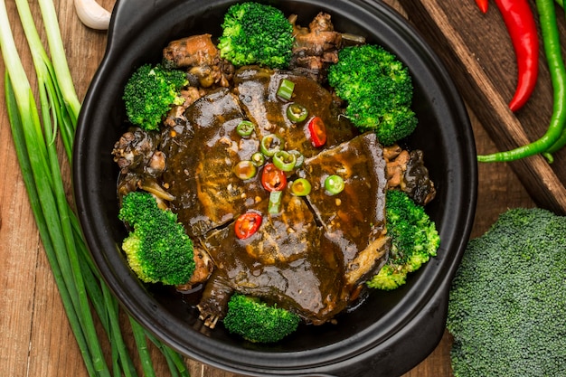 Photo delicious chinese cuisinebraised turtle in brown sauce