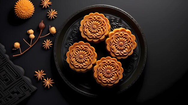 写真 おいしい中国の伝統的なお祭り中秋節の食べ物月餅
