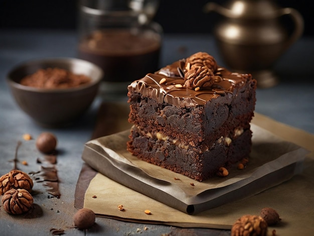 Foto deliziosi brownies al cioccolato