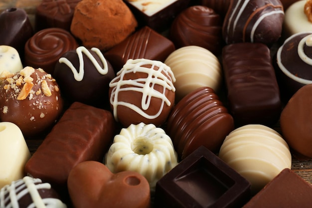 Delicious chocolate candies close-up