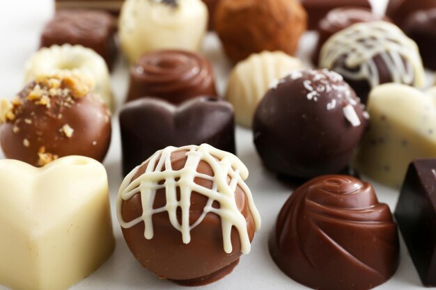 Delicious chocolate candies close-up