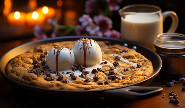 A delicious chocolate chip cookie loaded with gooey marshmallows and decadent chocolate chips a chocolate chip cookie with marshmallows and chocolate chips