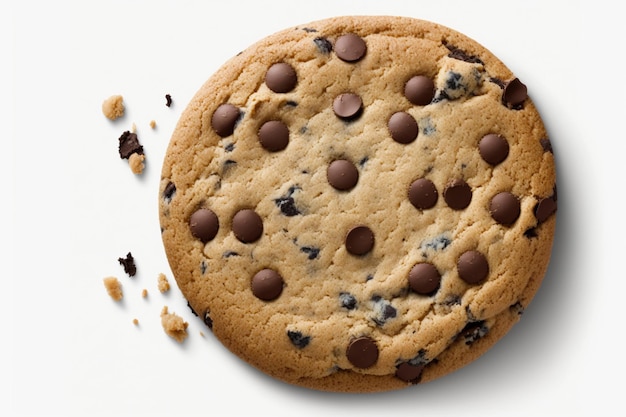 Delicious chocolate chip cookie Sweet pastry isolated on white background