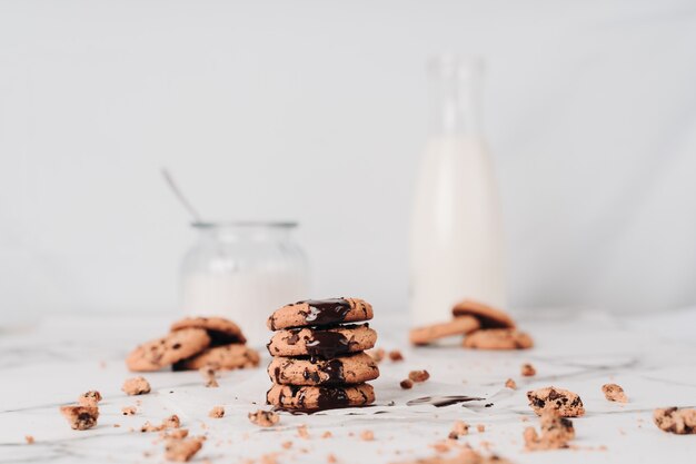 Delicious chocolate chip cookies while being topped