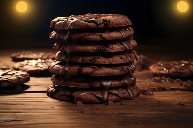 Delicious chocolate chips with melted chocolate