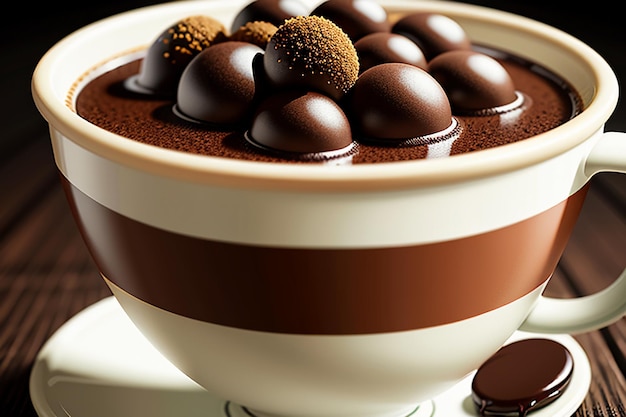 Delicious chocolate coffee afternoon tea snack