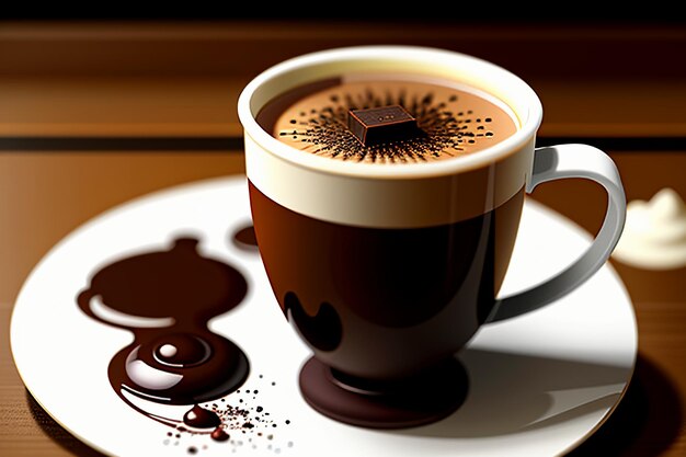 Foto delizioso spuntino pomeridiano con caffè e cioccolato