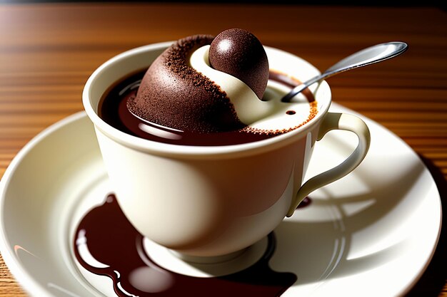 Delicious chocolate coffee afternoon tea snack