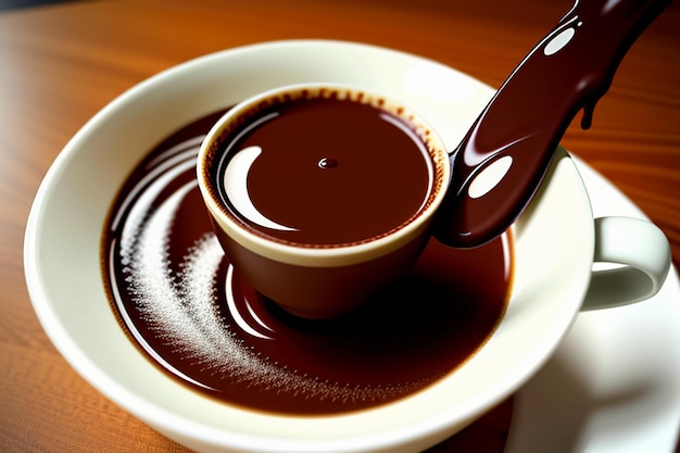 Photo delicious chocolate coffee afternoon tea snack