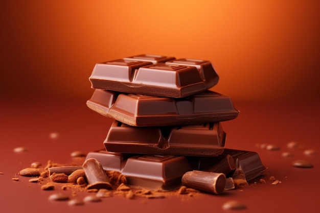 Photo delicious chocolate on colorful background ai generated