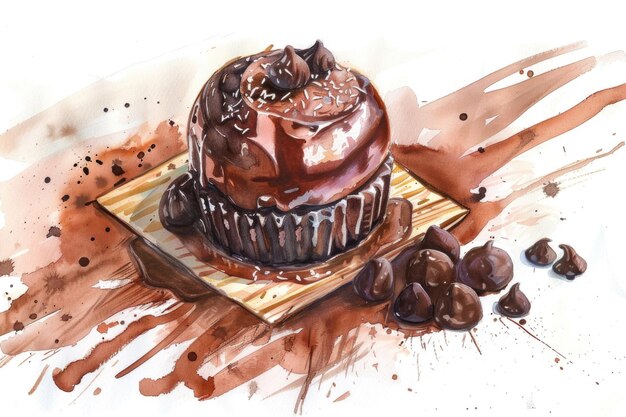 Foto delizioso cupcake al cioccolato su un piatto perfetto per concept di panetteria o dessert