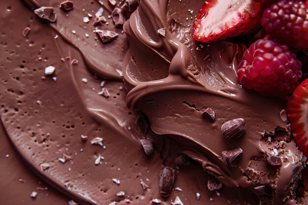 Foto la deliziosa consistenza del gelato al cioccolato è generata