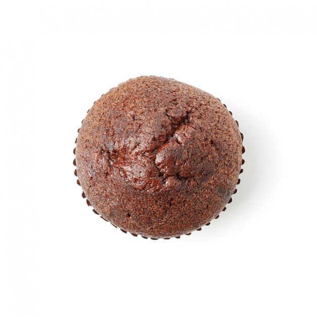 Delicious chocolate muffin isolated on white