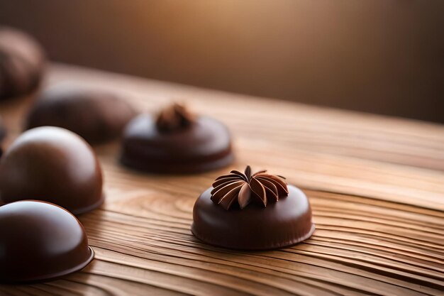 写真 テーブルの上においしいチョコレート