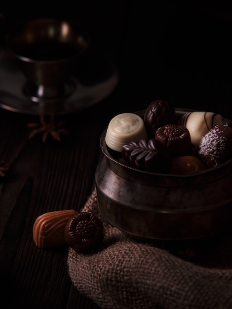 Delicious chocolate pralines.