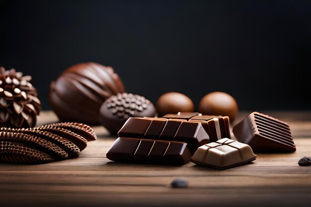 Foto delizioso cioccolato sul tavolo