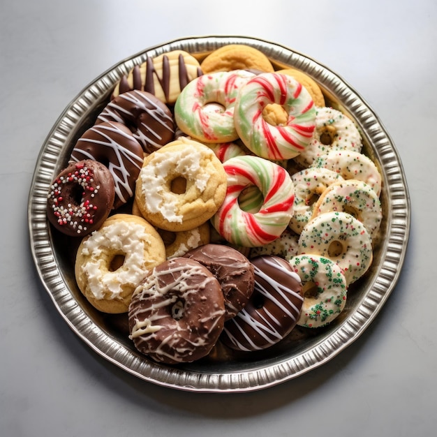 Photo delicious christmas cookies on a festive platter great for a food blog or recipe website