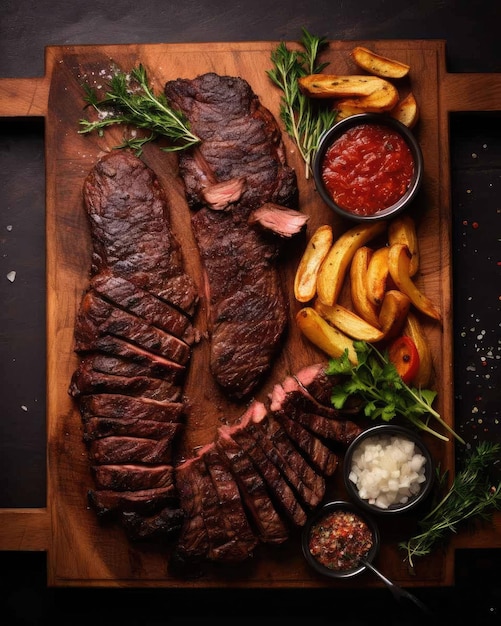 Delicious Churrasco brazilian food dish with dark studio background