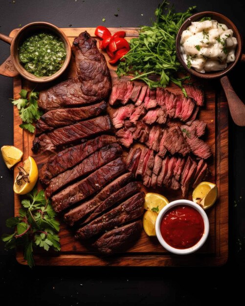 Delicious Churrasco brazilian food dish with dark studio background