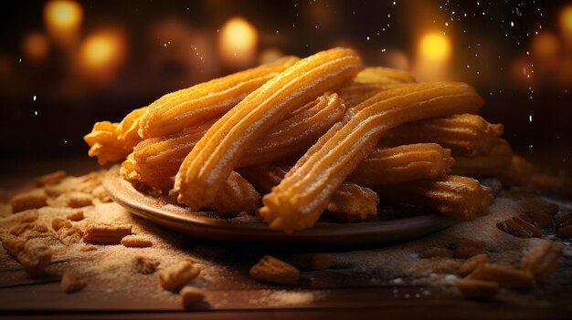 Delici churros di sfondo ai generativa