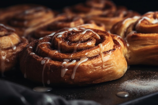 delicious cinnamon buns with copy space