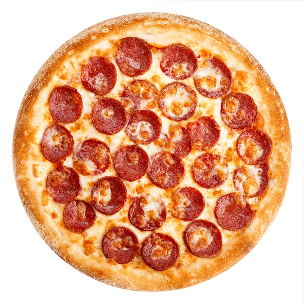 Delicious classic italian pizza with Mozzarella and pepperoni sausage