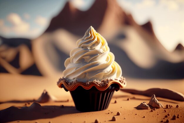 Foto delizioso primo piano del bellissimo dessert 3d illustrato