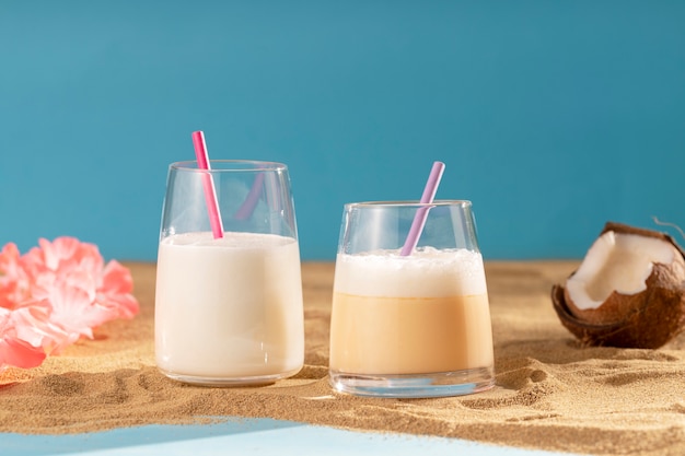 Delicious cocktails on beach arrangement