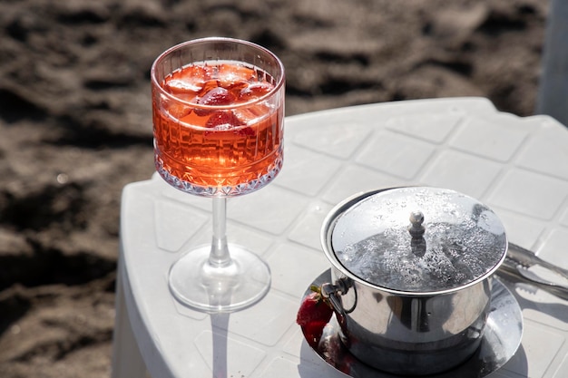 Photo delicious cocktails on the beach