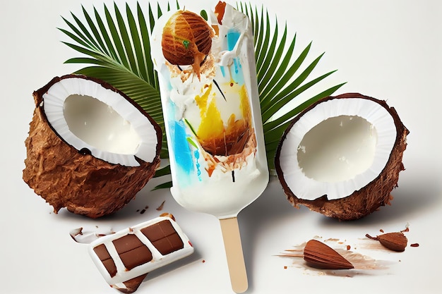 맛있는 코코넛 아이스크림 팝 스틱 Generative Ai