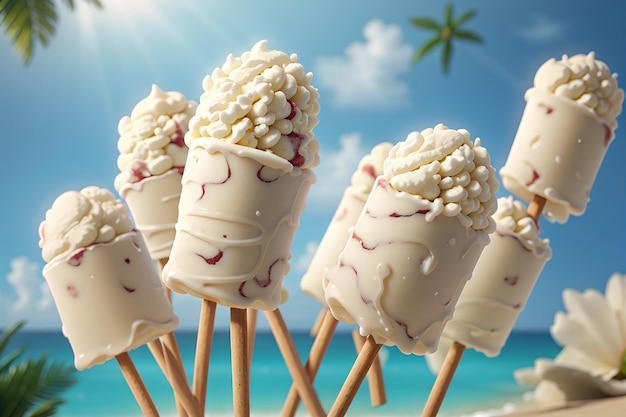 Delicious coconut ice cream pop stickles