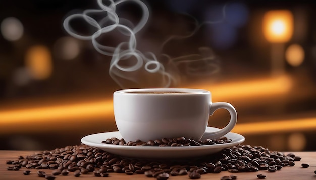 Delicious coffee beans and cup art wallpaper