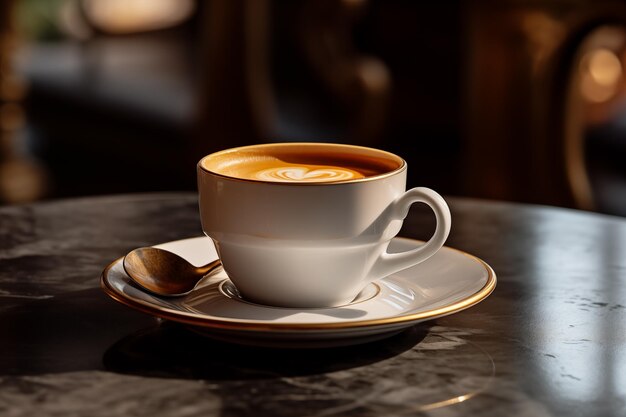 Photo delicious coffee cup indoors to harvest