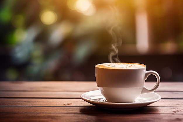 Delicious coffee cup indoors table