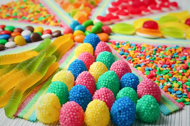 Delicious colorful candies closeup