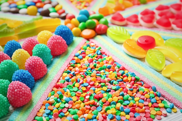 Delicious colorful candies closeup