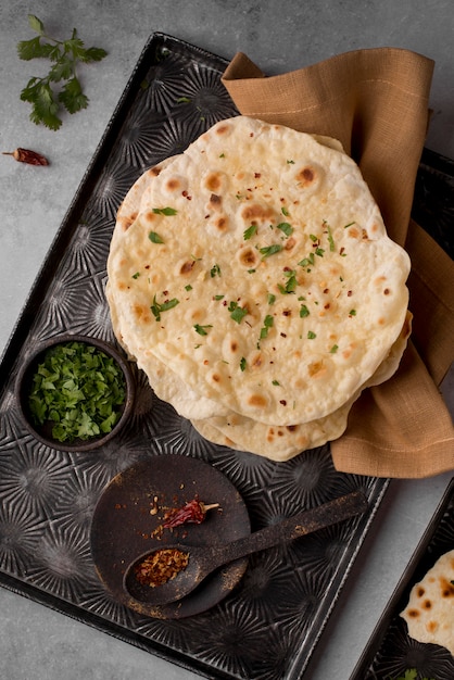 Delicious composition of traditional roti