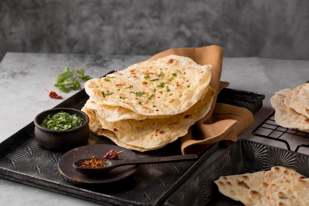 Delicious composition of traditional roti