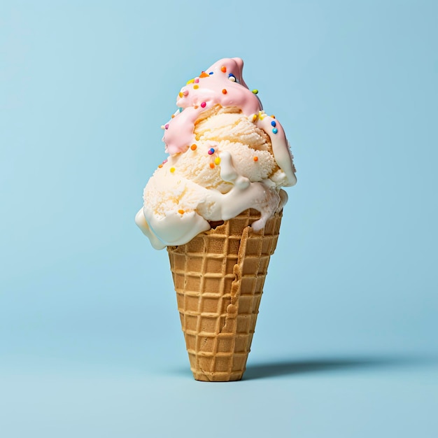 A delicious cone ice cream