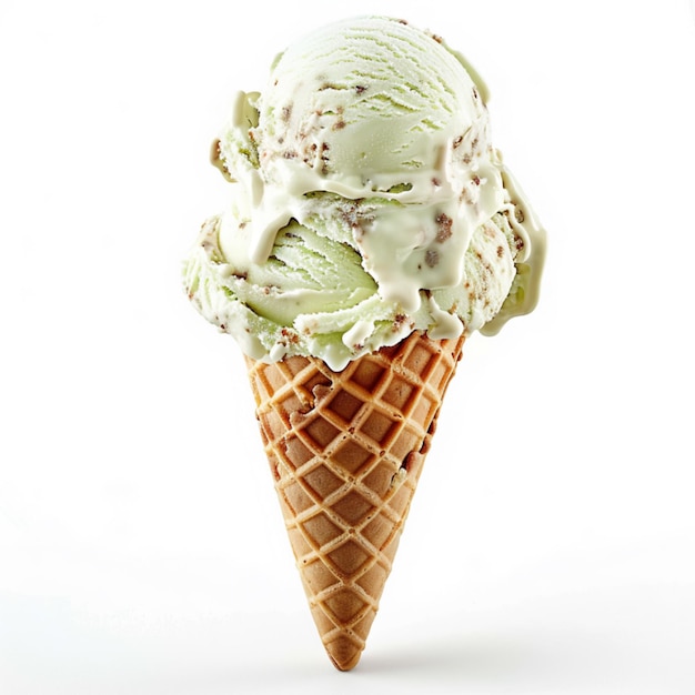 Delicious cone menthe ice cream isolated AI Generative