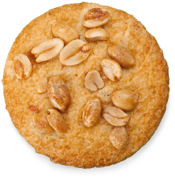 白で隔離されるピーナッツのおいしいクッキー