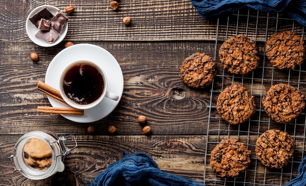 Delicious cookies flat lay